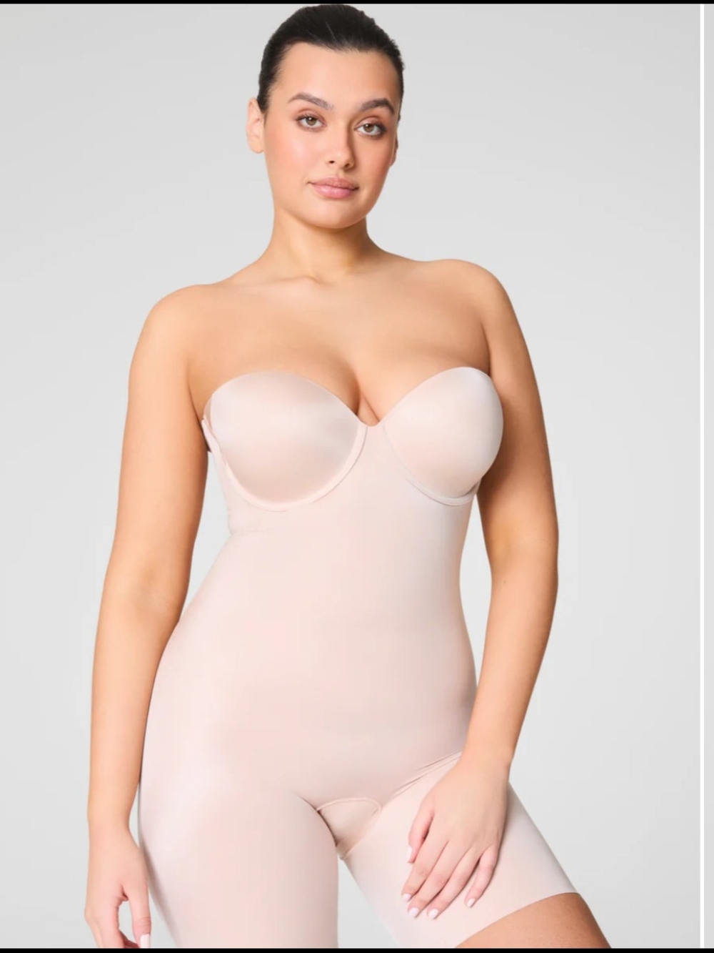 SPANX Suit Your Fancy Strapless Cupped Mid Thigh Bodysuit